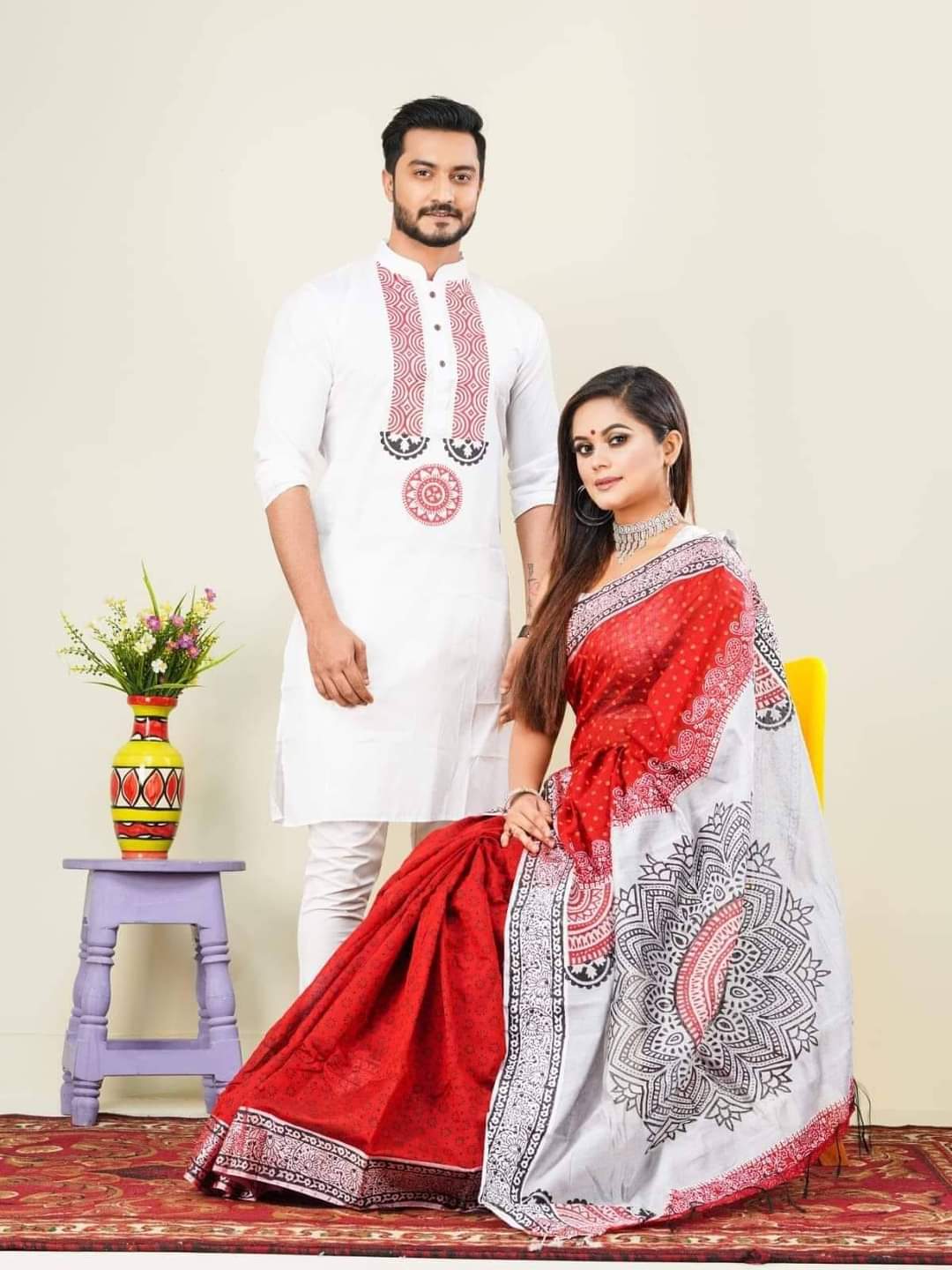 Couple Dress Saree & Punjabi