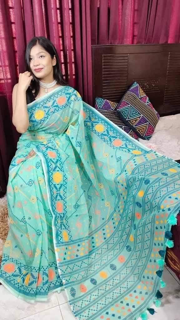 Half silk screen print saree