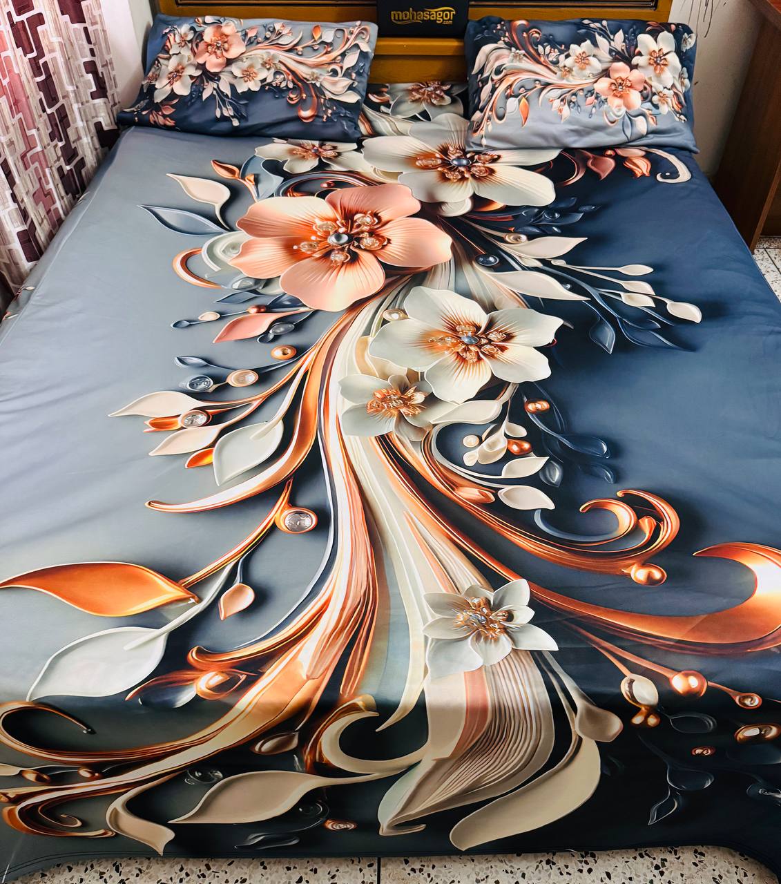 M..Premium 3D Design Bedsheet